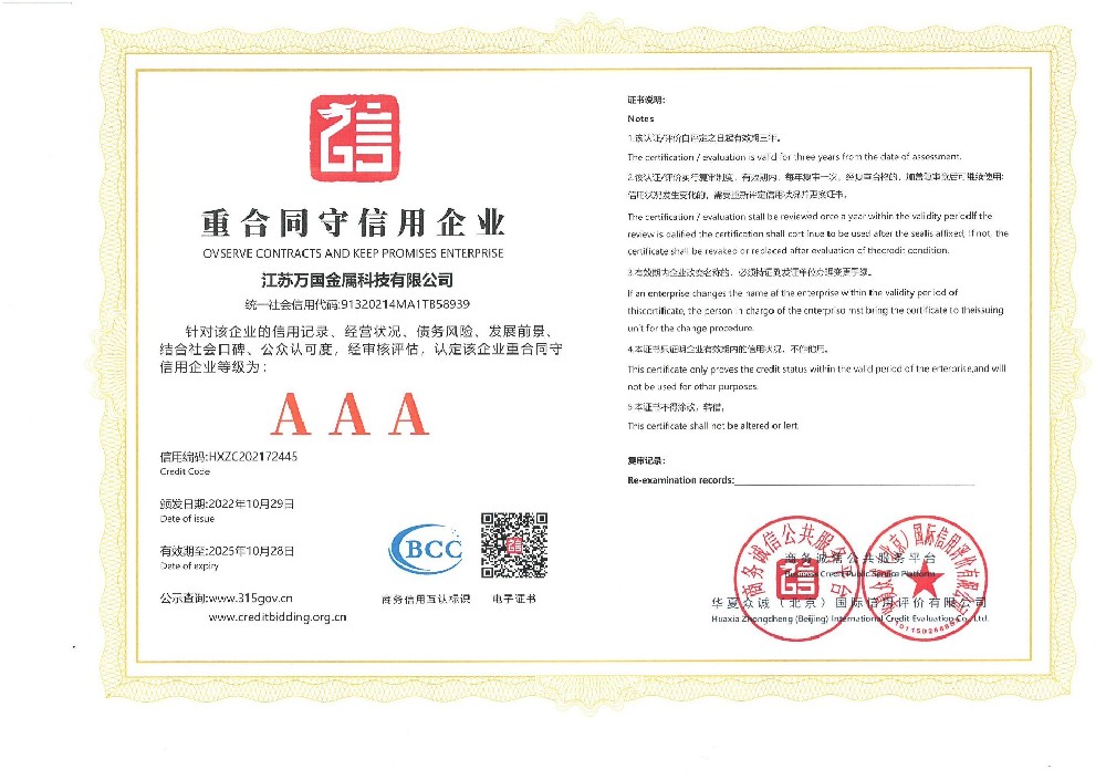重合同守信用企業